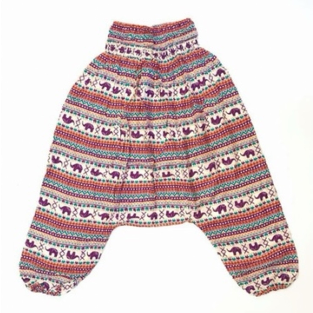 Low Crotch Harem Pants with Elephants